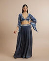 Opulent Indigo Satin Indo Western